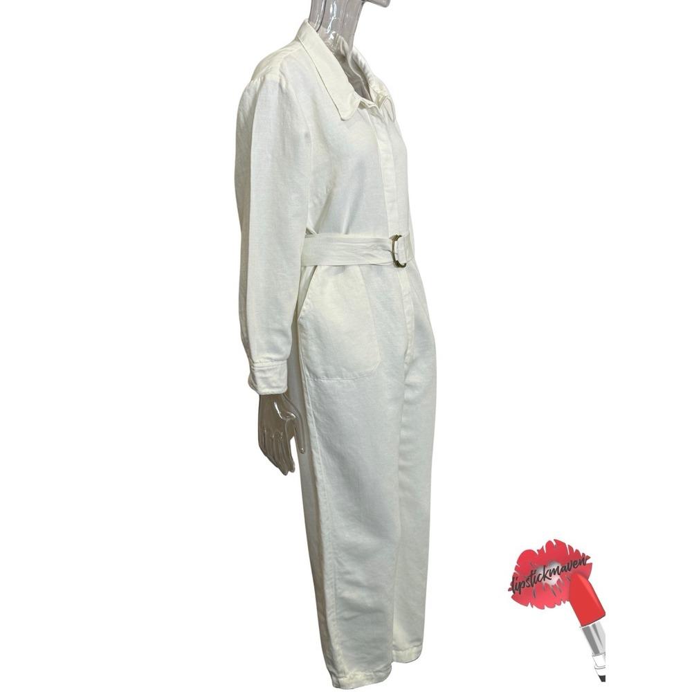 Able Charlyn Jumpsuit Women Large Cream Antique White Button Down One Piece NWT - Picture 3 of 16